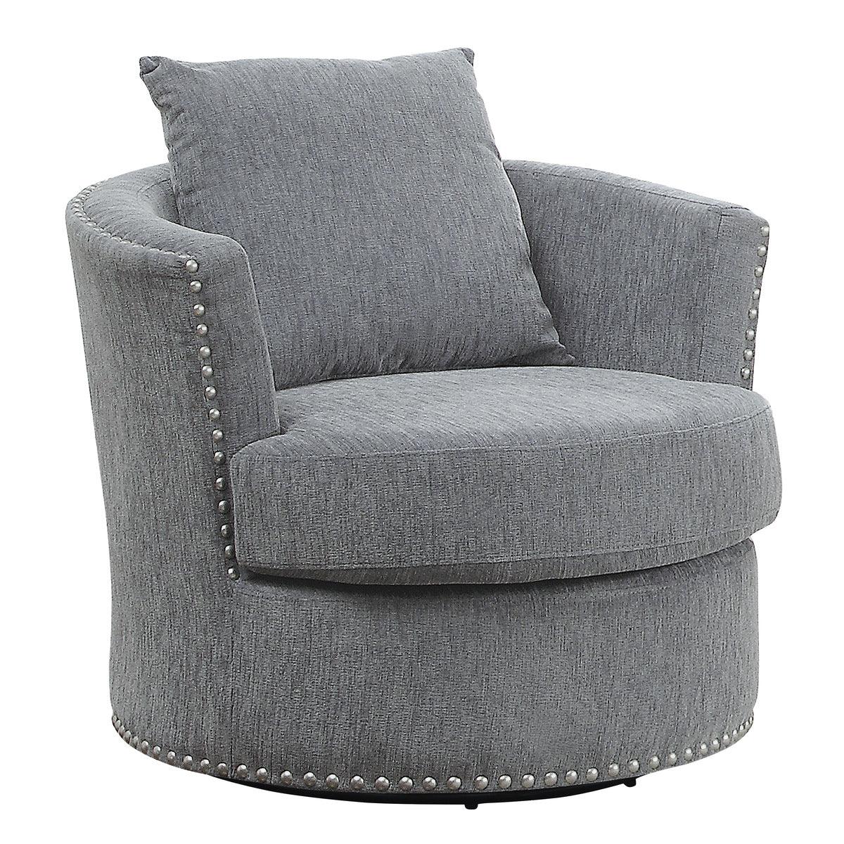 Morelia Gray Chenille Fabric Swivel Chair side angle