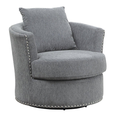 Morelia Gray Chenille Fabric Swivel Chair side angle