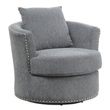 Morelia Gray Chenille Upholstered Swivel Accent Chair side view