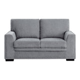Morelia Gray chenille fabric upholstered loveseat front view