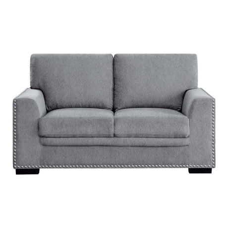 Morelia Gray chenille fabric upholstered loveseat front view