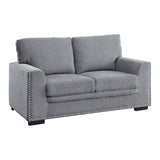 Side view of Morelia Gray chenille fabric loveseat