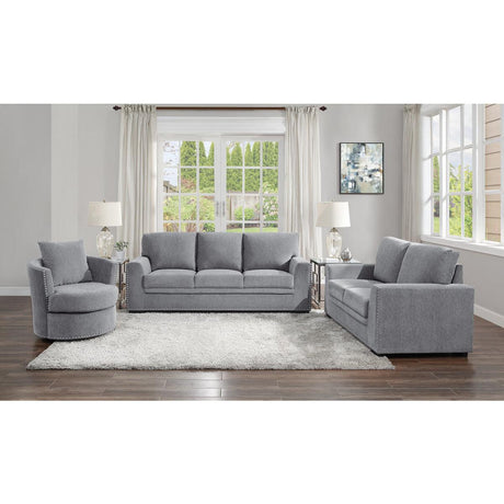 Morelia Gray Chenille Upholstered Swivel Accent Chair angled view