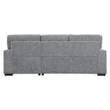 Back view of Morelia gray fabric 2-piece sectional