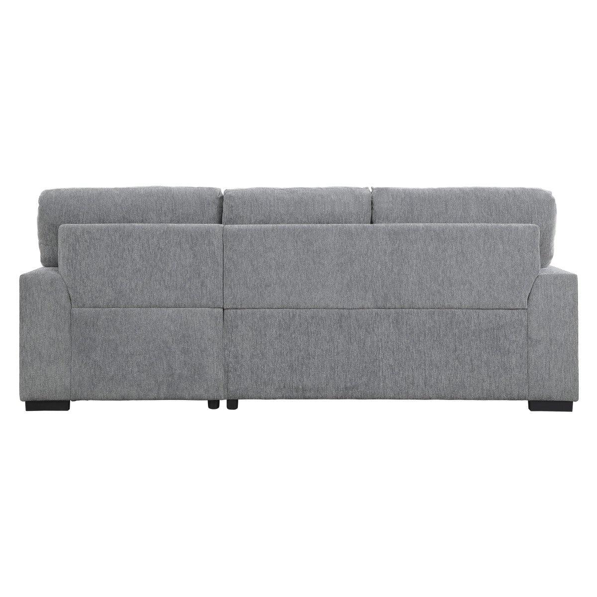 Back view of Morelia gray fabric 2-piece sectional