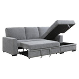 Side view of sectional sofa showing open pull-out bed
