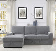 Detail of seating area on Morelia gray fabric sectional sofa