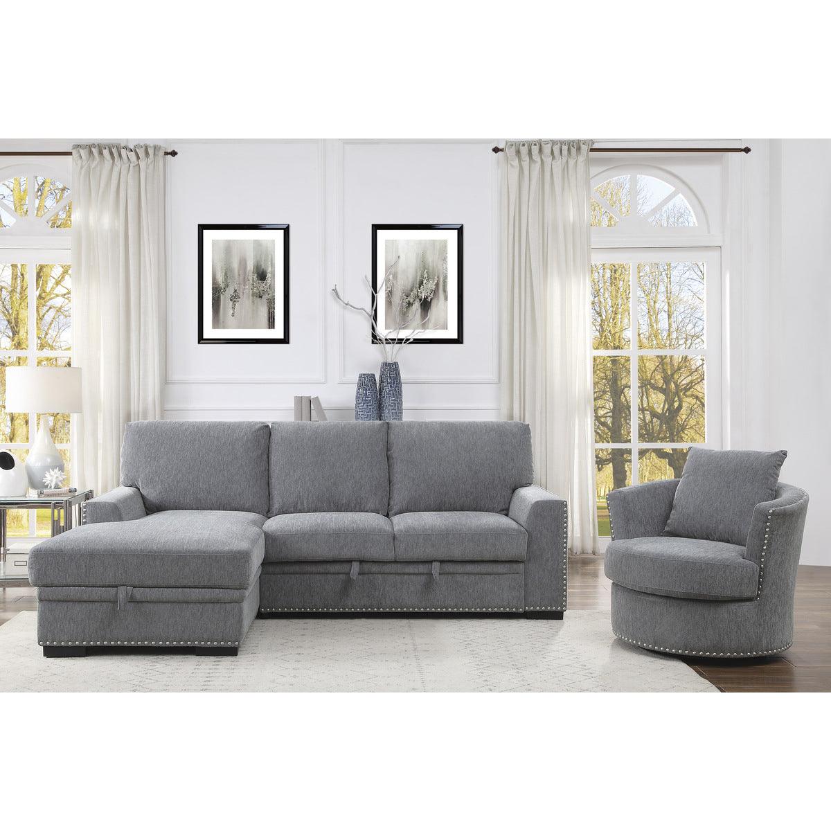 Morelia Gray Chenille Upholstered Swivel Accent Chair seating detail