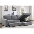 Main view of Morelia gray fabric sectional sofa with pull-out bed and right chaise