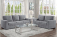 Morelia dark gray fabric sofa and loveseat main view