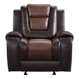 Briscoe Brown Two-Tone Faux Leather Glider Reclining Chair front view
