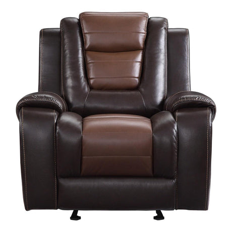 Briscoe Brown Two-Tone Faux Leather Glider Reclining Chair front view