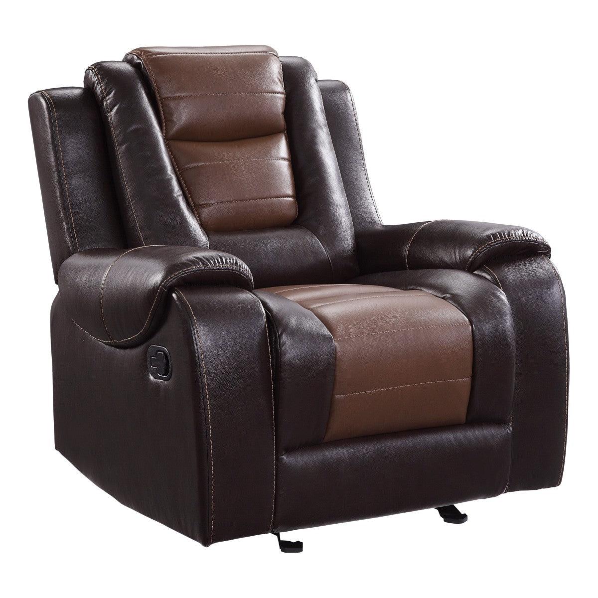 Briscoe Brown Two-Tone Faux Leather Glider Reclining Chair side view
