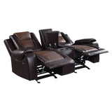 Briscoe loveseat fully reclined showing footrest extended