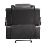 Back view of Briscoe Glider Reclining Chair in two-tone gray faux leather