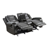 Briscoe loveseat opened recline showing leg rest