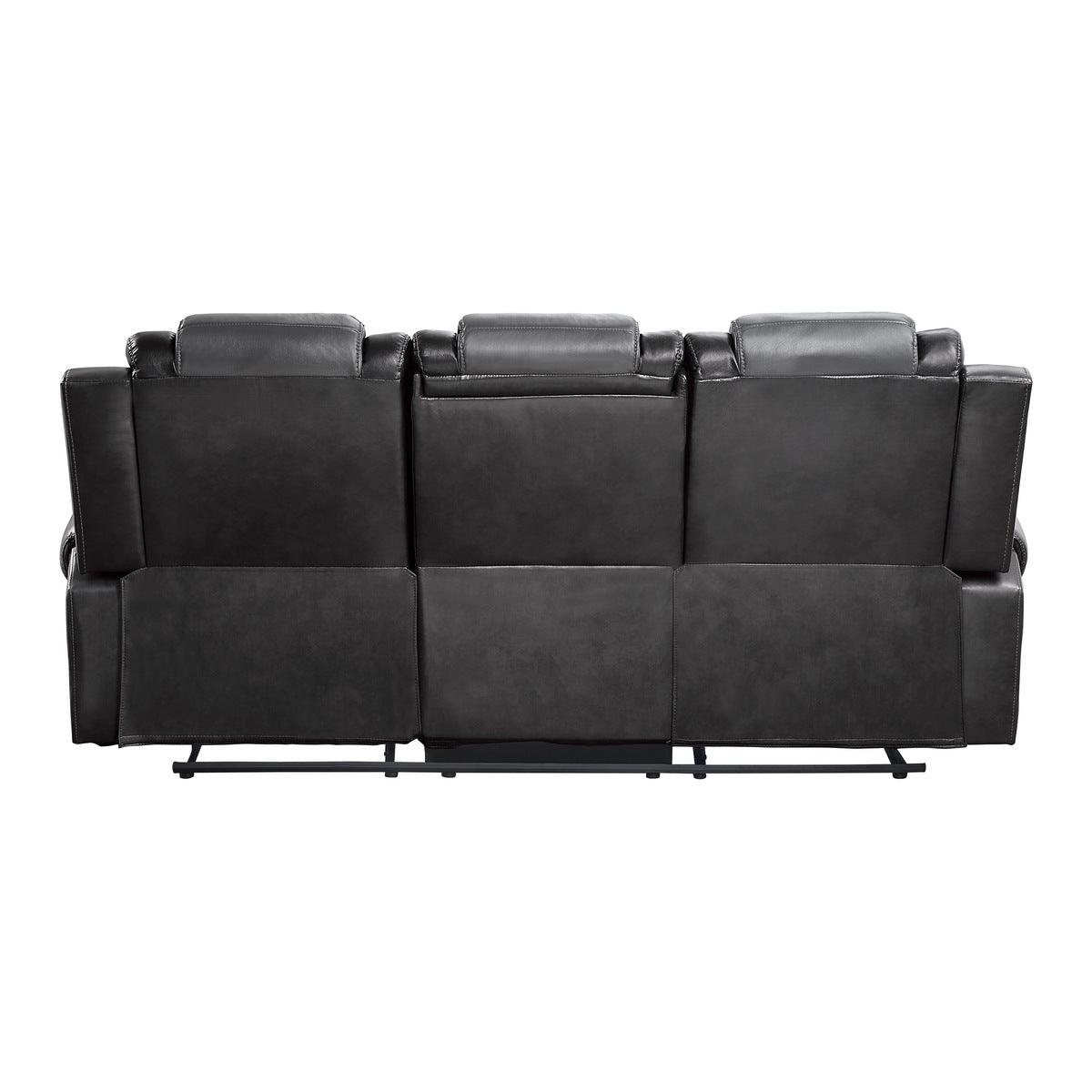 Back view of Briscoe 2-Tone Gray Faux Leather Double Reclining Sofa