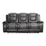Briscoe 2-Tone Gray Faux Leather Double Reclining Sofa front view