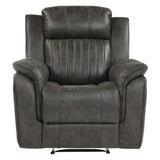 Centeroak Brownish Gray Microfiber Reclining Chair front view