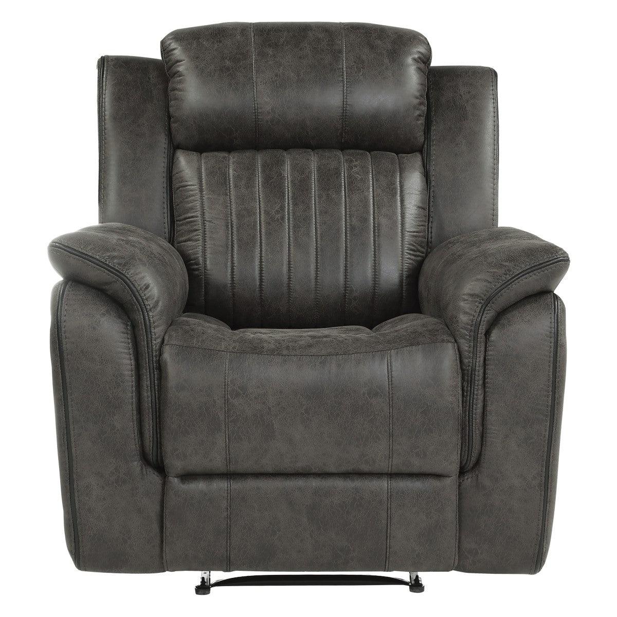 Centeroak Brownish Gray Microfiber Reclining Chair front view