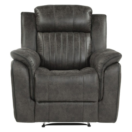 Centeroak Brownish Gray Microfiber Reclining Chair front view