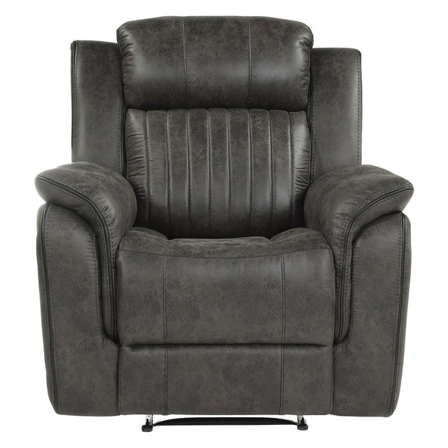 Centeroak Brownish Gray Microfiber Reclining Chair front view