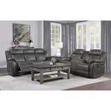 Centeroak Brownish Gray Double Reclining Sofa close-up upholstery texture