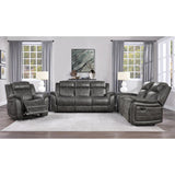 Centeroak Brownish Gray Double Reclining Sofa reclining seats detail