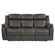 Centeroak Brownish Gray Double Reclining Sofa front view