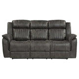 Centeroak Brownish Gray Double Reclining Sofa front view