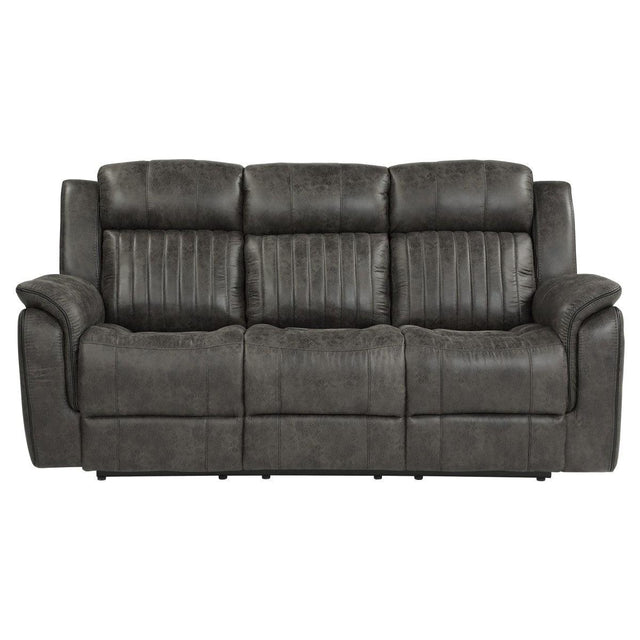 Centeroak Brownish Gray Double Reclining Sofa front view