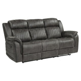 Centeroak Brownish Gray Double Reclining Sofa side angle