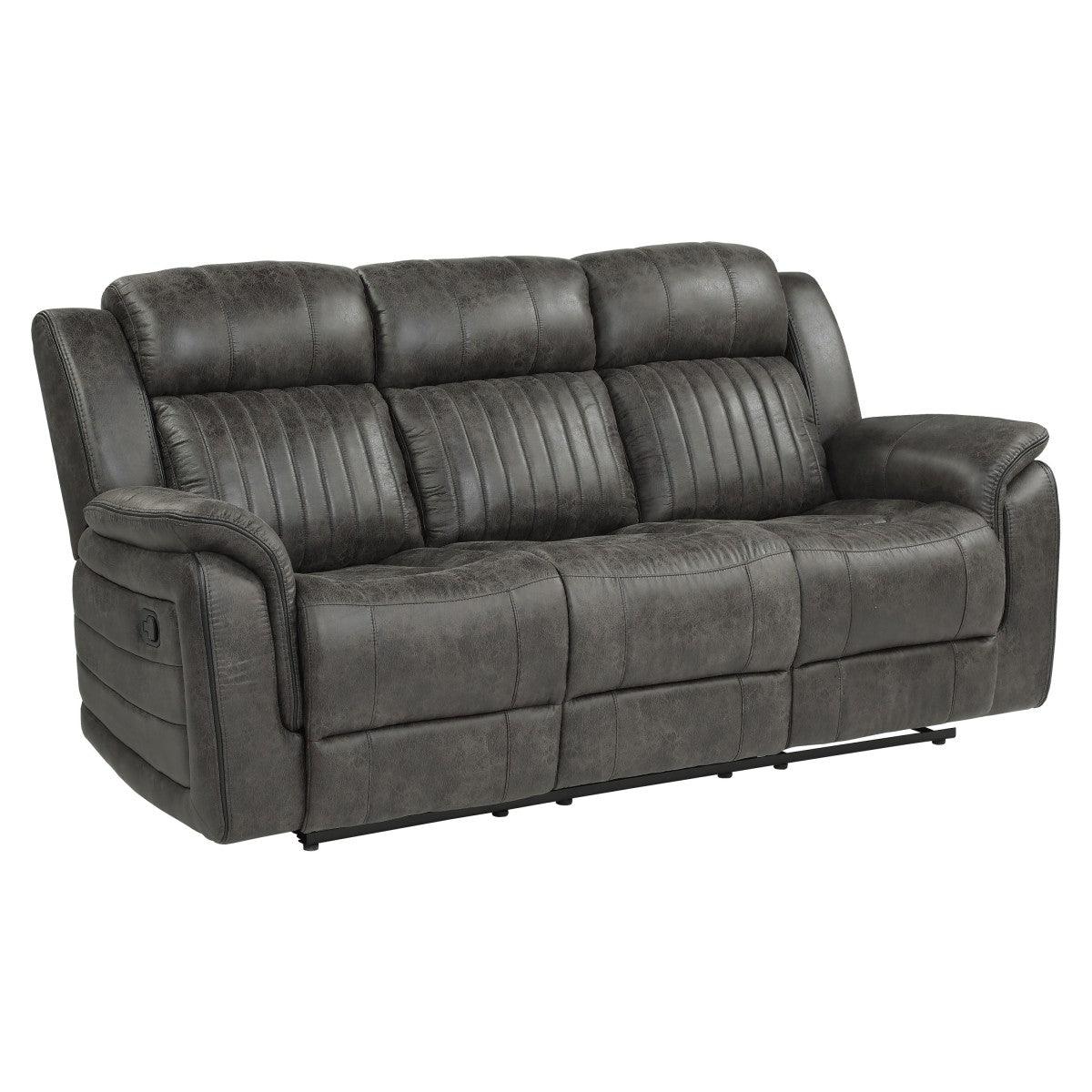Centeroak Brownish Gray Double Reclining Sofa side angle