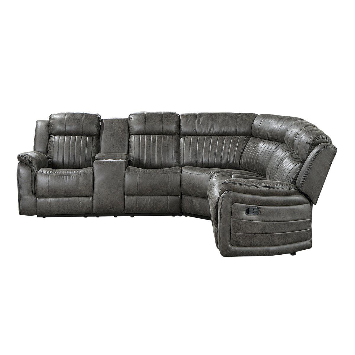 Centeroak reclining sectional showing console cup holders