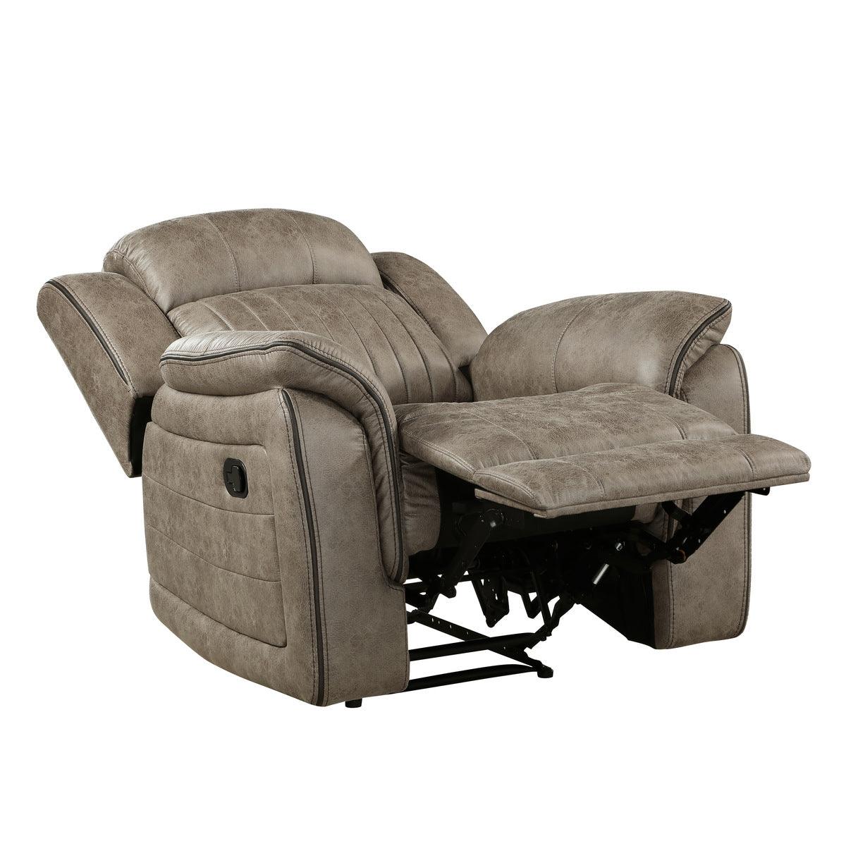 Centeroak Sandy Brown Recliner Chair fully reclined