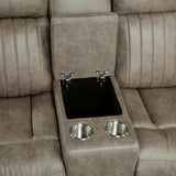 Close-up of center console with cup holders