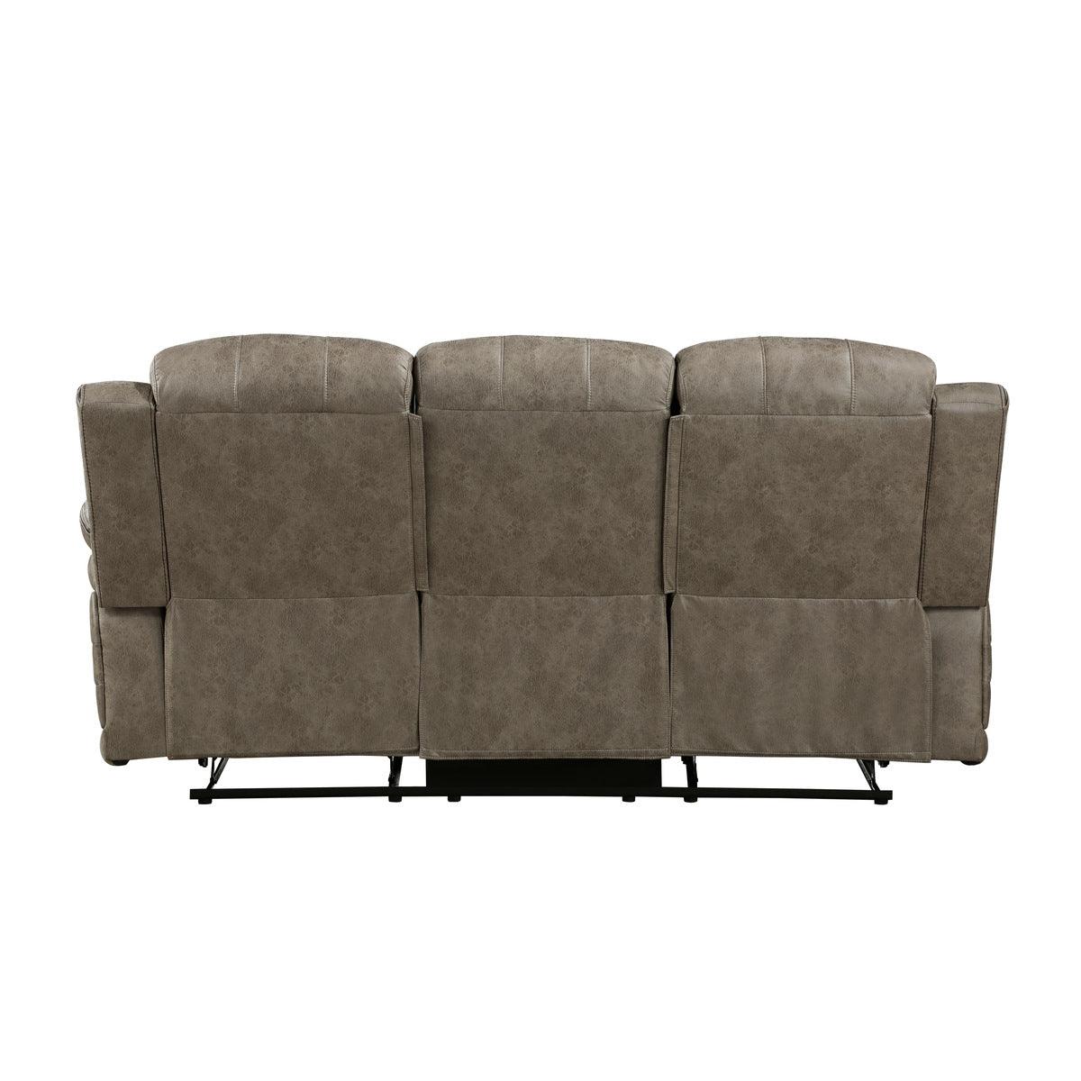 Centeroak Sandy Brown Double Reclining Sofa rear view