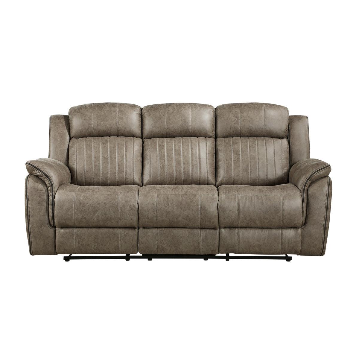 Centeroak Sandy Brown Double Reclining Sofa front view