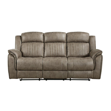 Centeroak Sandy Brown Double Reclining Sofa front view