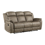 Centeroak Sandy Brown Double Reclining Sofa side angle
