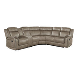 Centeroak 3-piece reclining sectional left console angled view