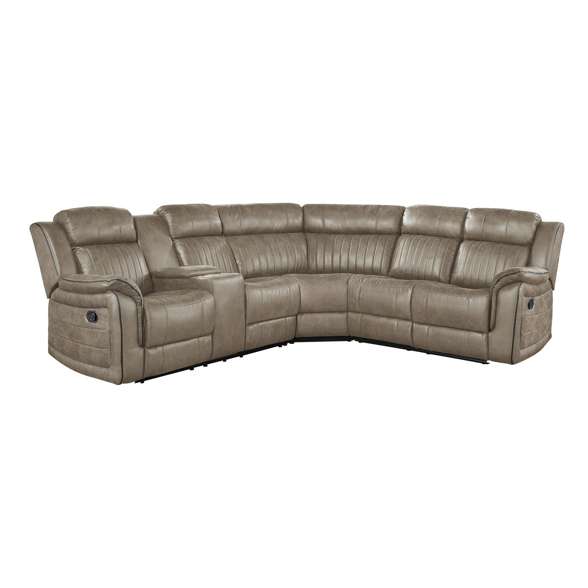 Centeroak 3-piece reclining sectional left console angled view
