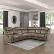 Back view of sectional showing attached cushions