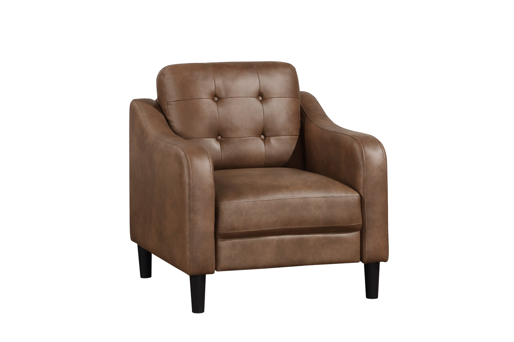 side view of brown microfiber chair
