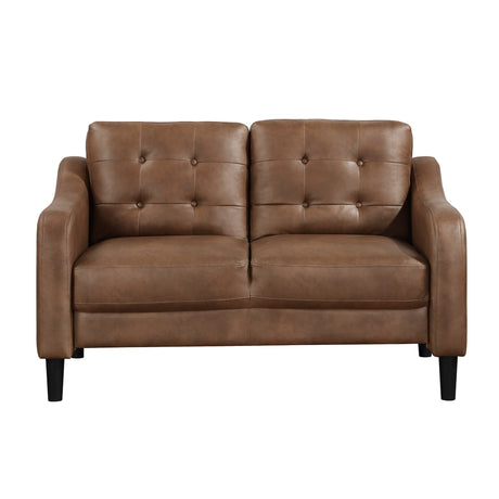 Mallory Brown Microfiber Loveseat front angle view