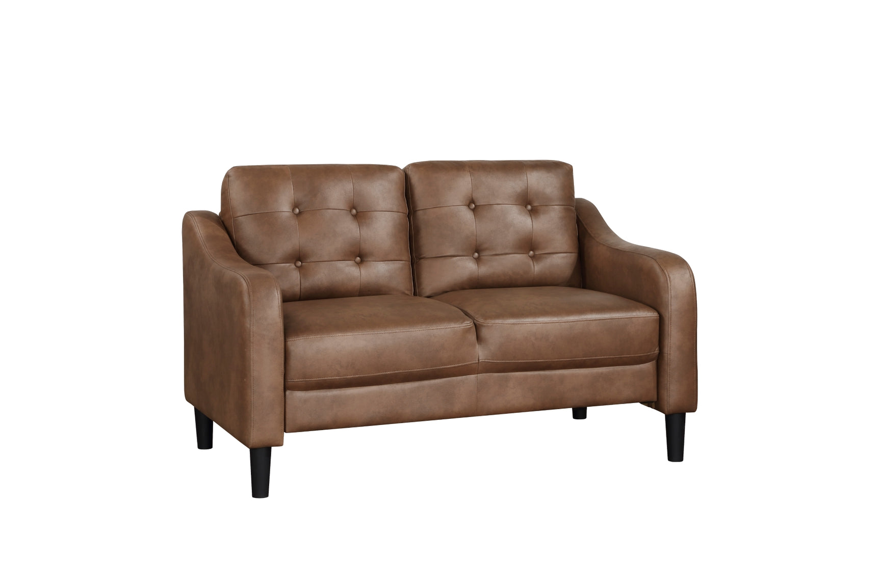 front angle of Mallory Brown brown microfiber sofa