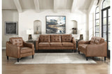 side view of Mallory Brown brown microfiber loveseat
