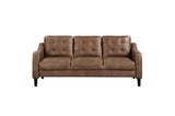 detailed close-up of brown microfiber upholstery