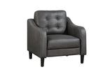 Mallory Gray Microfiber Living Room Set loveseat angled shot