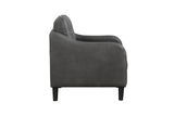 Mallory Gray Microfiber Living Room Set chair angled detail